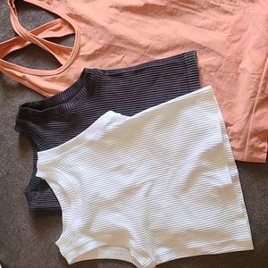 Workout Tank Bundle. Ribbed Aura Cropped Muscle Tanks and Aerie Crossback Tank